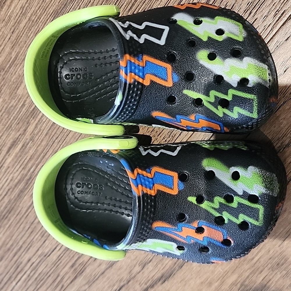 Kids Colorful Crocs with Lightning Design